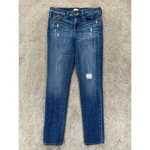 J.Crew Jeans Women's 26 Blue Mid-Rise Straight Leg Rip & Repaired‎ Indie Grunge